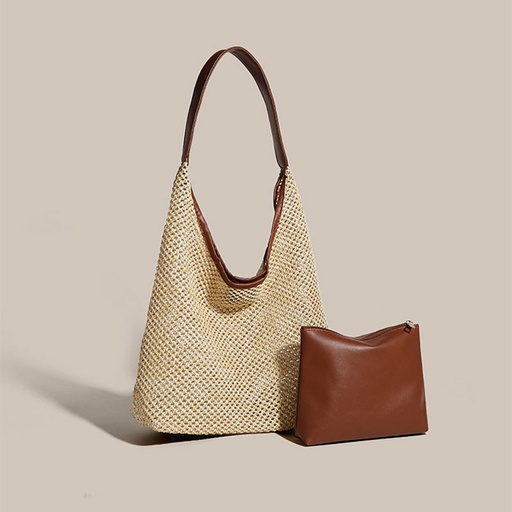 Price 3.66 USD-Weight 
220g Retro Straw Woven Tote Bag Shoulder Large Capacity Beach Bag