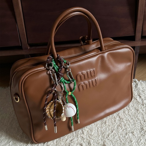 Ins blogger's same MIU series colored baseball car keychain bag pendant mobile phone hanging nylon rope woven bag hanging