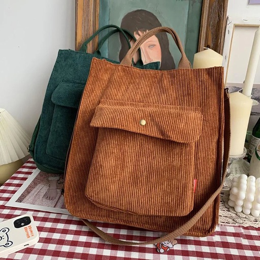 Damen Cord Schultertasche – Große Tote Bag für Alltag & Shopping