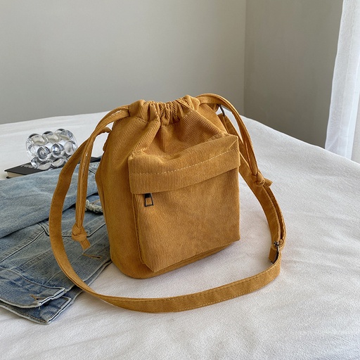 Korean pleated drawstring bag with nylon shoulder bag opening