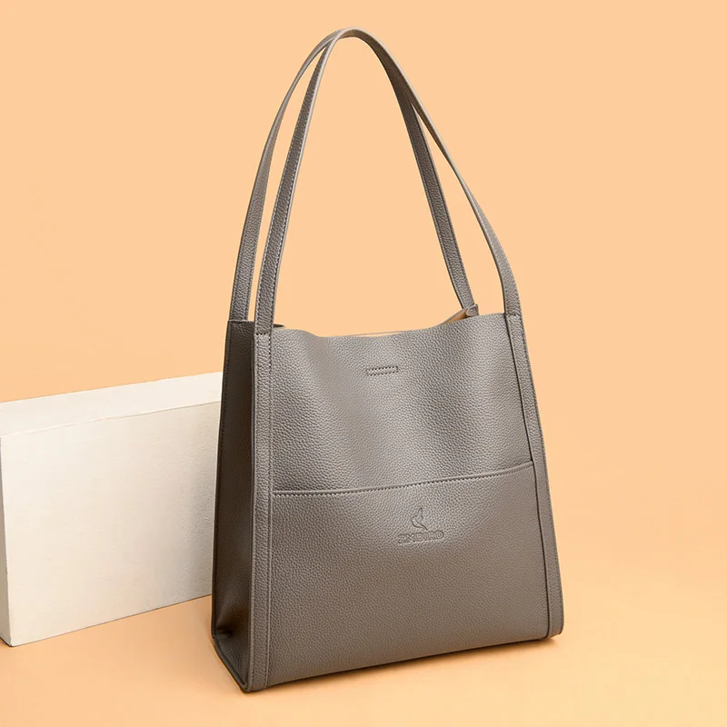 Luxury Designer Women's Tote Bucket Handbag 2023 New Trend Women's Soft Leather Shoulder Bag Women's Simple Large Handbag